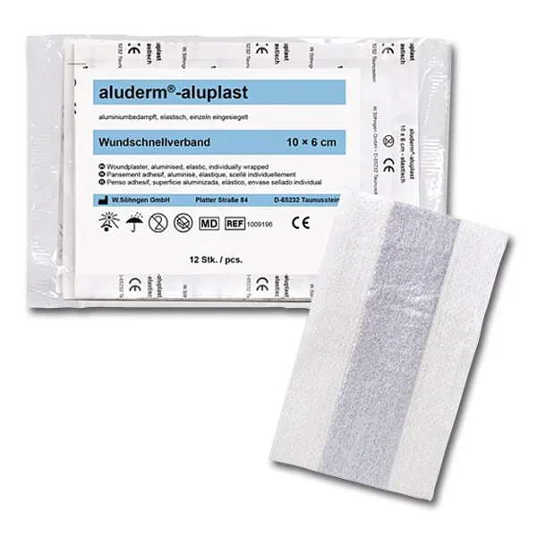 ALUDERM ALUPLAST elastisch Verbandkasten-Set 10 x 6 cmNachfüllset für Verbandkasten DIN 13157, 13164, 13169
